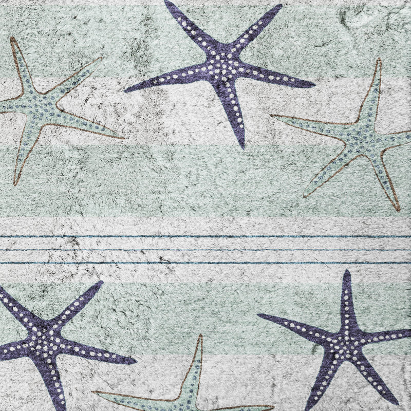 Premium Machine Washable Dream Shag ADS191 Starfish Rug, Seaglass, 2'6" x 3'10"