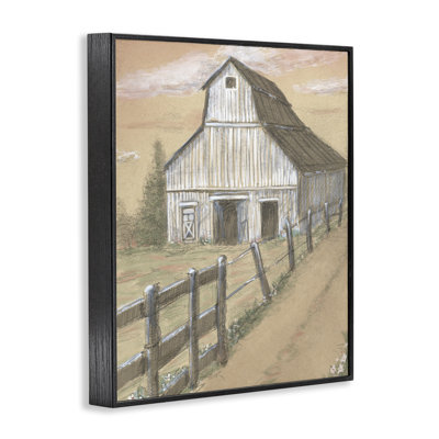 Barn Fence Drawing Framed Giclee, design by Patti Bishop