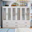 Armoire-penderie 6 portes en bois manufacturé massif avec tiroirs, blanc