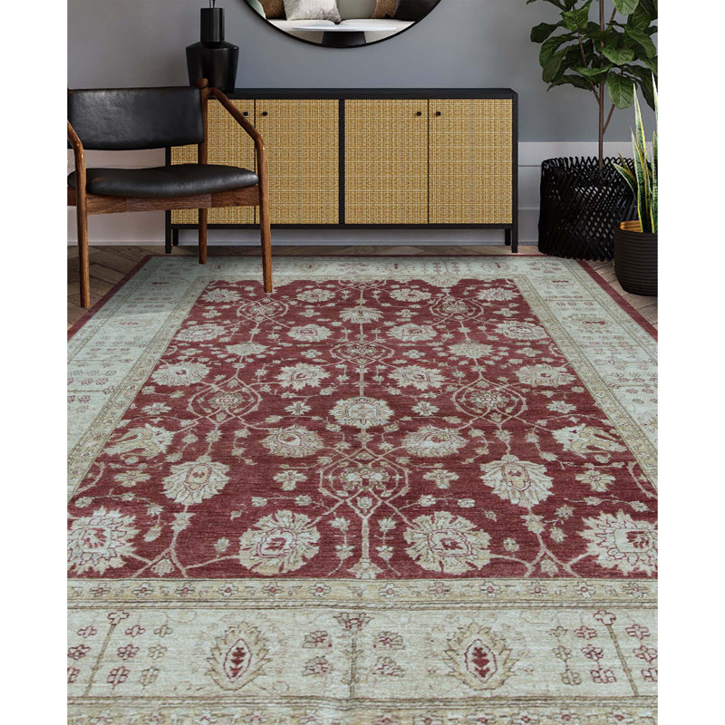 Sultanabad Hand-Knotted High-Quality Red and Gold Area Rug