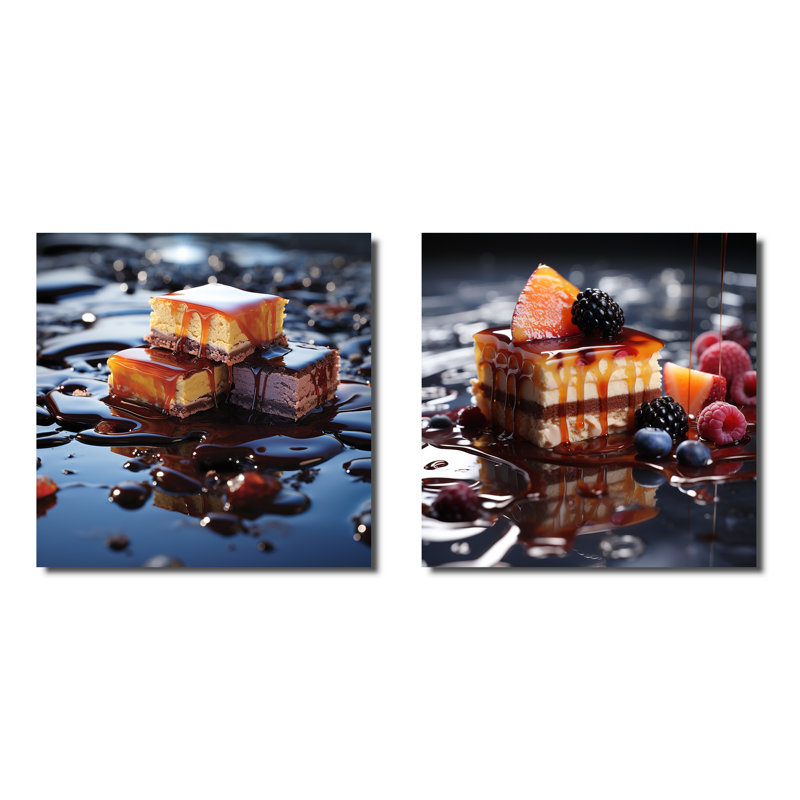 Whimsical Reflections - Ensemble de 2 desserts carrés à collage, H 16 po x l 33 po, Toile tendue