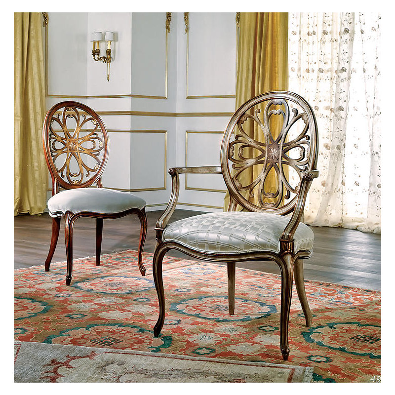 Muslin Upholstered Side Chair in Cherry/Gray