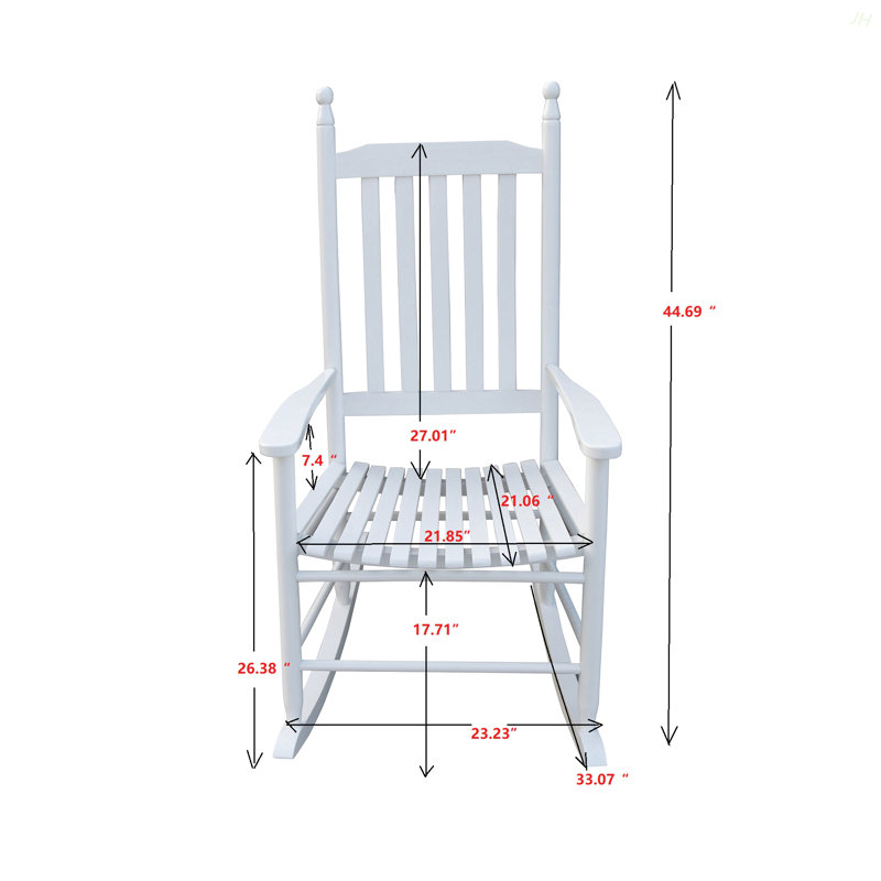 Chaise berçante en bois BLANC, sans passe-partout, Blanc