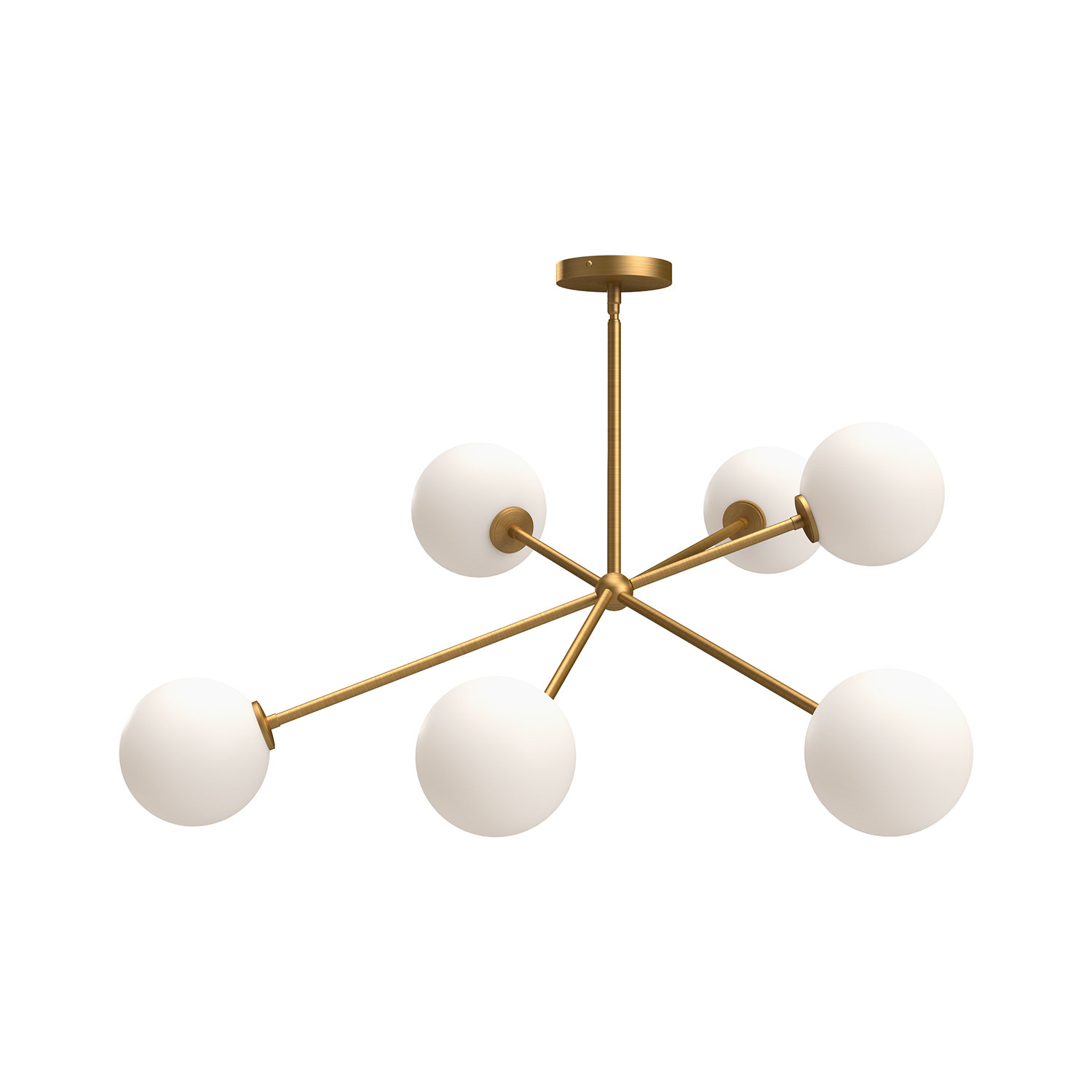 Luanda 6-Light Sputnik Modern Linear Chandelier, Aged Gold