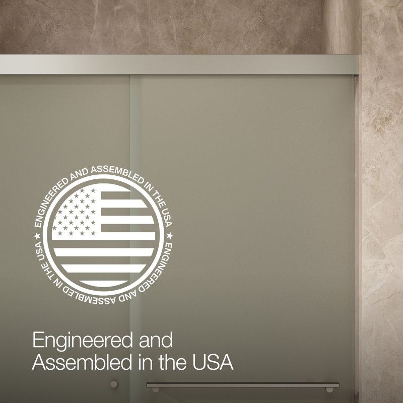 Revel Sliding Shower Door, 70-In H X 44-5/8 - 47-5/8-In W, With 1/4-In Thick Frosted Glass, Anodized Brushed Nickel, Frosted