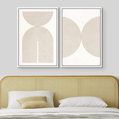 Pastel Tan Abstract Shape Modern Art Neutral Decoration Contemporary Framed On Canvas 2 Piece Print