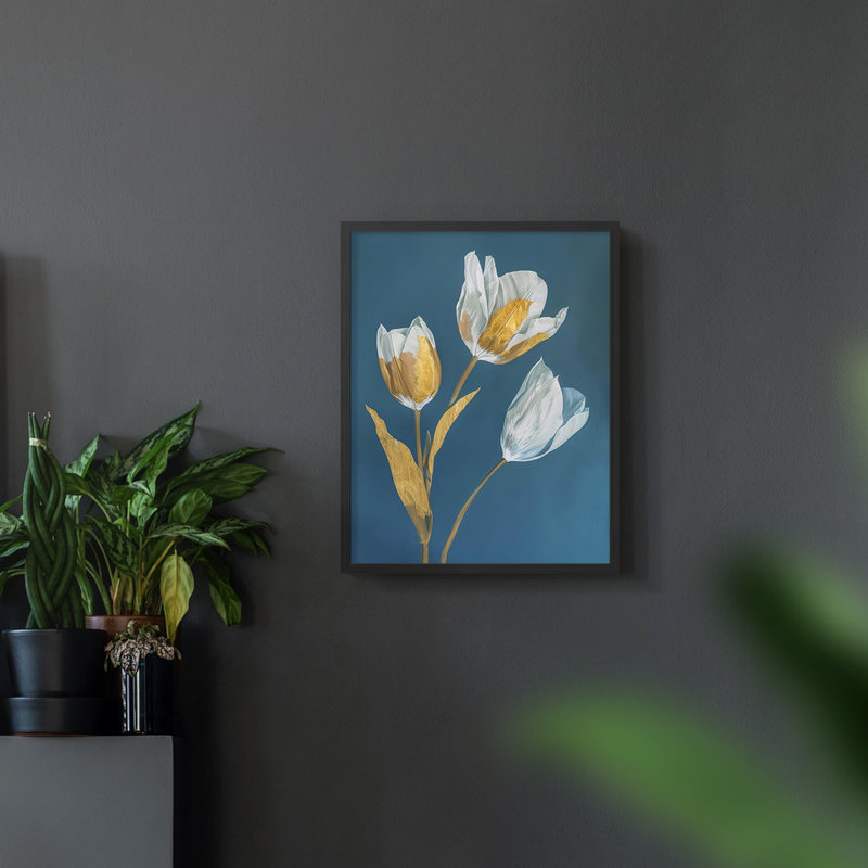 FLORAL Series CX - reproduction encadrée de qualité supérieure - prête à être accrochée - aucun clou requis, H 11 po x l 9 po