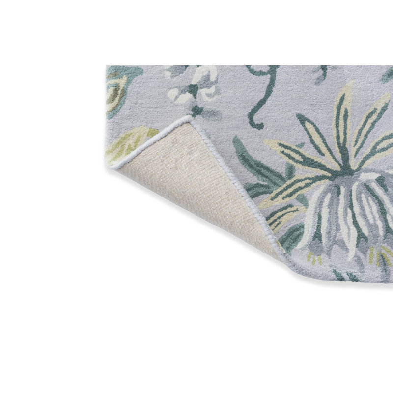 Tapis rectangulaire gris en laine touffeté à la main, Rectangle 4 pi 7 po x 6 pi 7 po