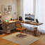 Bureaux en bois massif en L noyer-108124593