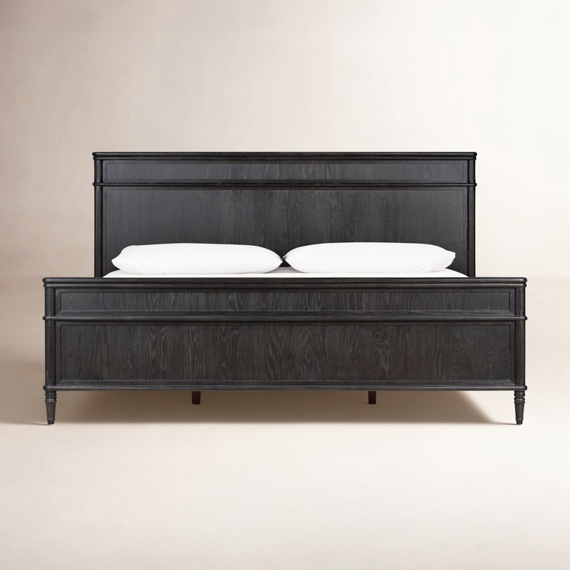 Toulouse Solid Wood Bed, Queen, Distressed Black