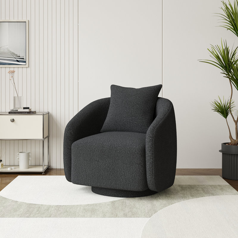 Fauteuil demi-tonneau pivotant Bashar, Gris foncé, H 25,5 po x l 28,5 po x P 24,6 po