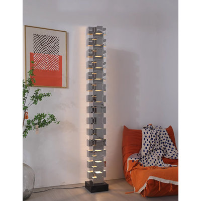 Lampe sur pied à cubes verticale empilée en métal