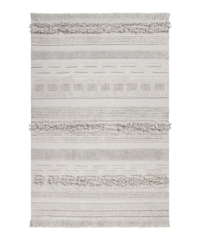 Early Hours 4' x 6' Flat Woven Natural Stripe Wool-Cotton Blend Rug