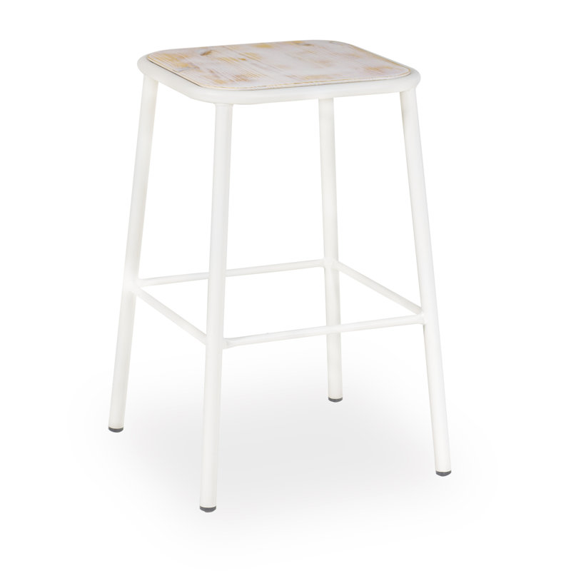 Angelou Steel Outdoor Stool, White
