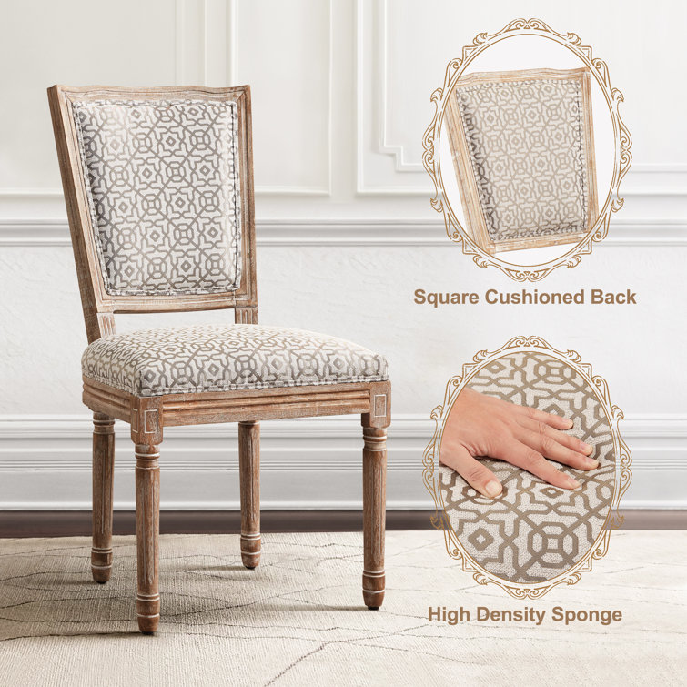 Amando Linen King Louis Back Side Chair (Set of 2) Ophelia & Co. Color: Beige