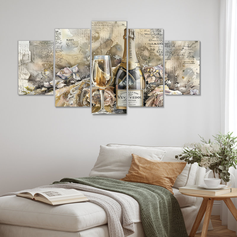 «Elegant Sparkling Wedding Champagne II», ensemble d'art mural champagne
