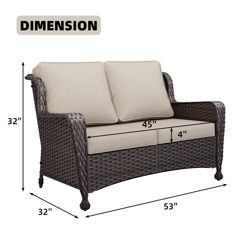Wicker Outdoor Patio Loveseat, Beige