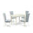 5 Piece Modern Dining Table Set Includes a Rectangle Wooden Table with Butterfly Leaf and 4 Baby Blue Linen Fabric Parsons Chairs, Linen White-26153044-26190857-26153045
