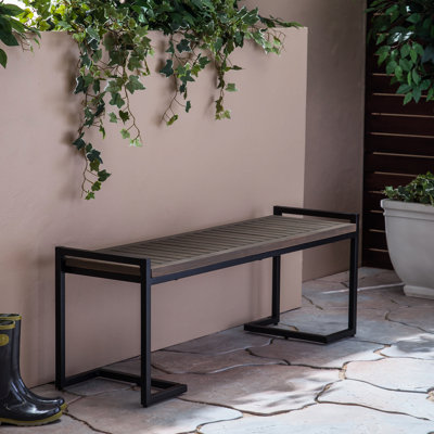 Banc en bois et en métal gris, noir fer, H 19,71 po x l 55,18 po de profondeur 15,9 po de profondeur, fabriqué à la main pour une finition grise, noir 55,18 po x 15,9 po x 19,71 po