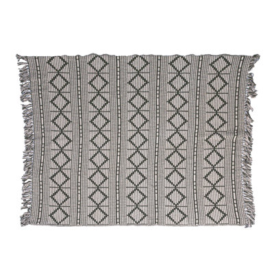 Soft Recycled Cotton Blend Throw with Diamond Pattern