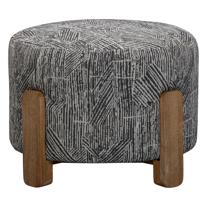 Repose-pieds Jasper - Base en bois de manguier avec tissu sel et poivre