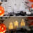 Light Up Ghost Halloween Decor - 3 Pack Ceramic White Ghost Figurines - Indoor, Table, Tray