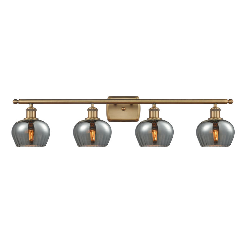 Lyman 4 - Light Dimmable Vanity Light, 6 Watt Vinage LED Bulb, Brushed Brass, Plated Smoke