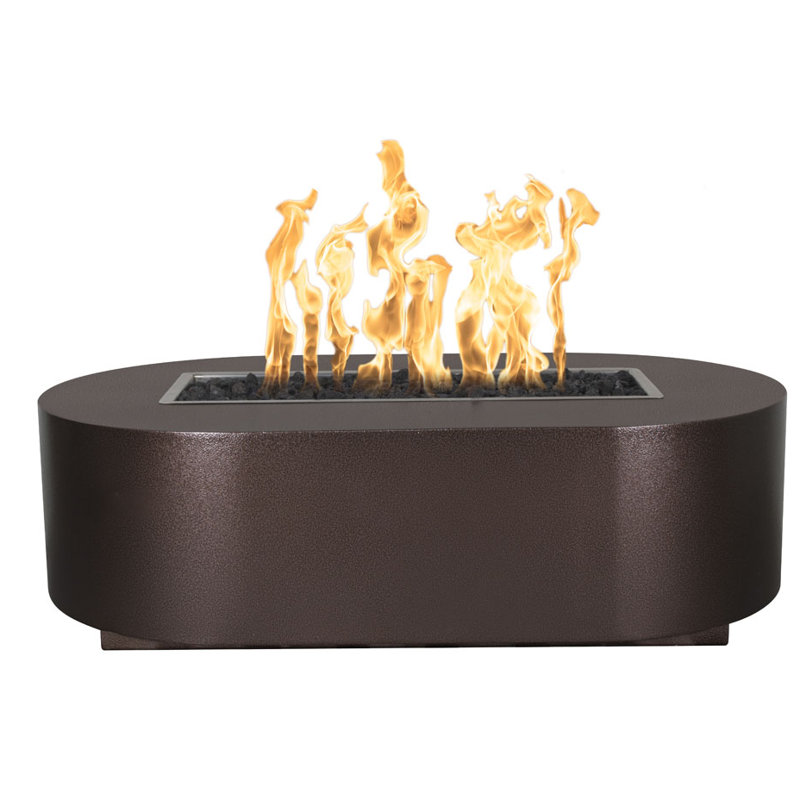 Bispo Steel Smokeless Fire Pit, 15" H x 48" W x 28" D, Copper Vein, Propane
