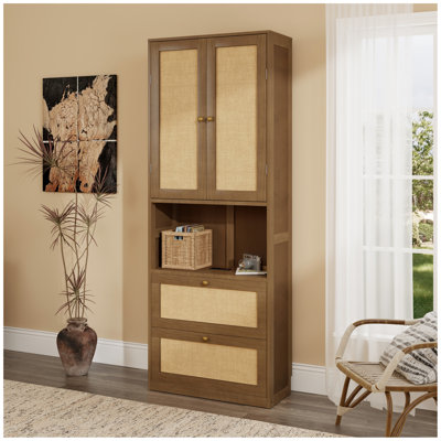 2 Doors Bookshelf With USB Port And 3 Drawers Side Cabinet Storage Shelves by Bay Isle Home