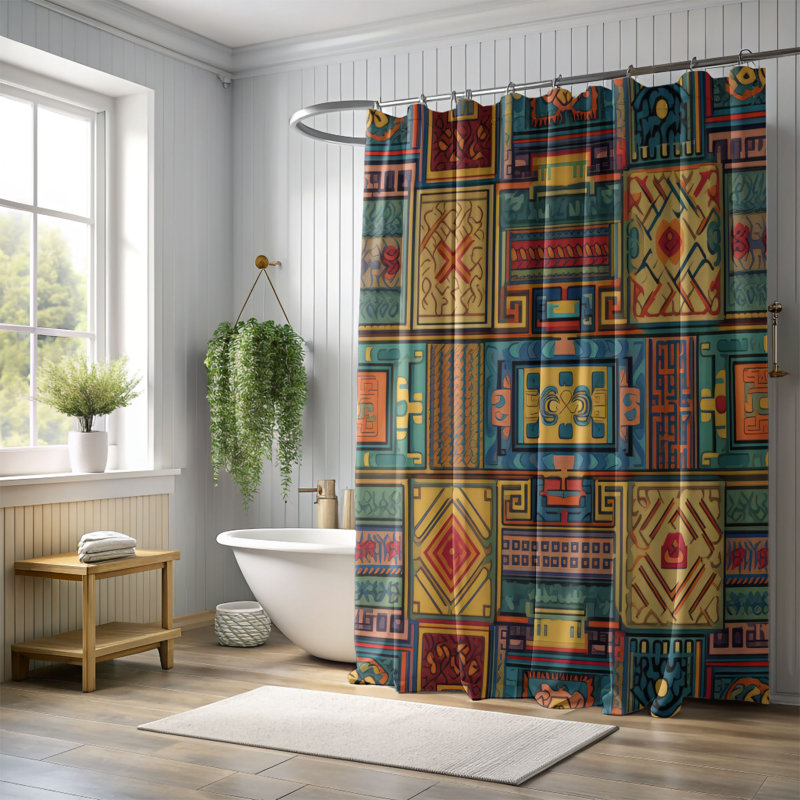 Tribal Prints - Rideau de douche Premium, H 74 po x l 71 po