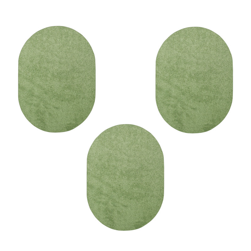 Ensemble de tapis intérieur / extérieur en polyester touffeté à la machine de couleur vert lime Southmead, Ovale 2 pi x 3 pi