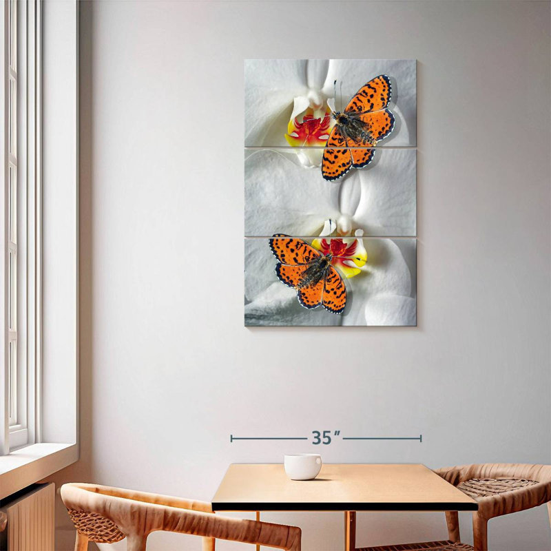 Duo papillon orange Brampt, H 57 po x l 36 po