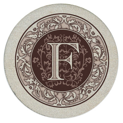 Ensemble de 4 sous-verres en grès naturel Lettre monogramme