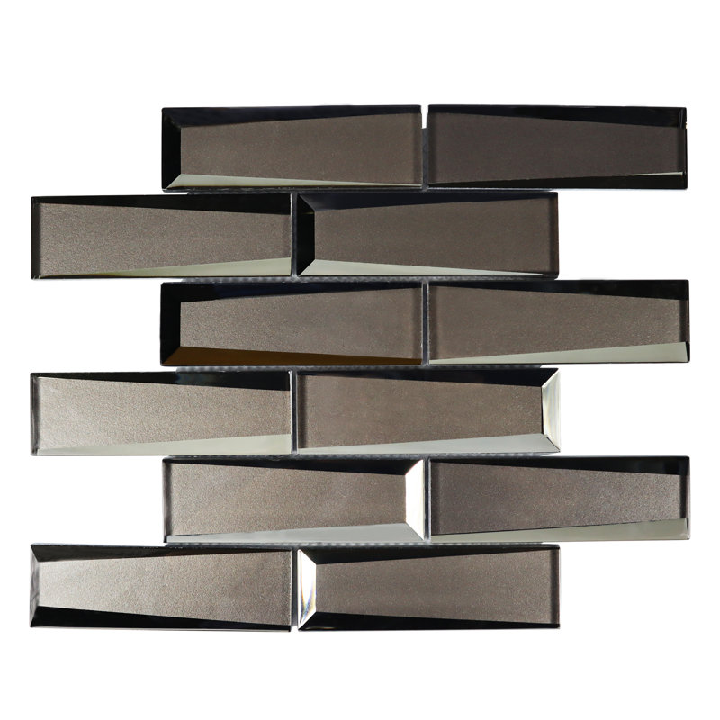 Carrelage mural biseauté en verre 12 po x 12 po Gesele, Gris foncé
