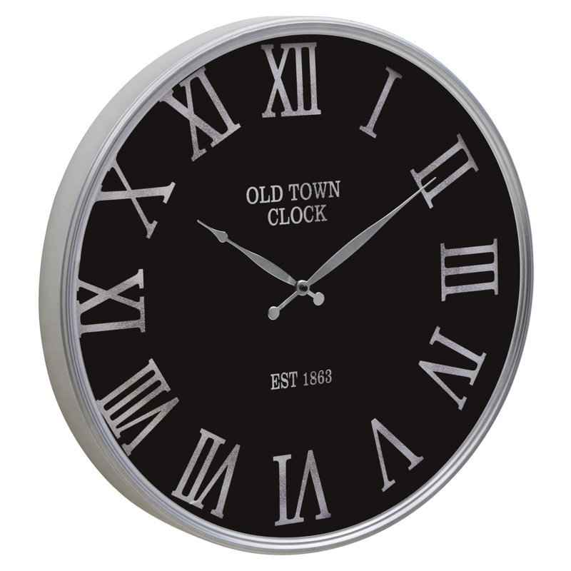 Trumpeters Metal Wall Clock, Black/Silver
