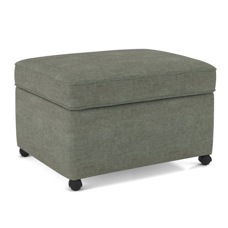 Rika Upholstered Ottoman, Nave Metal Performance Distressed Velvet