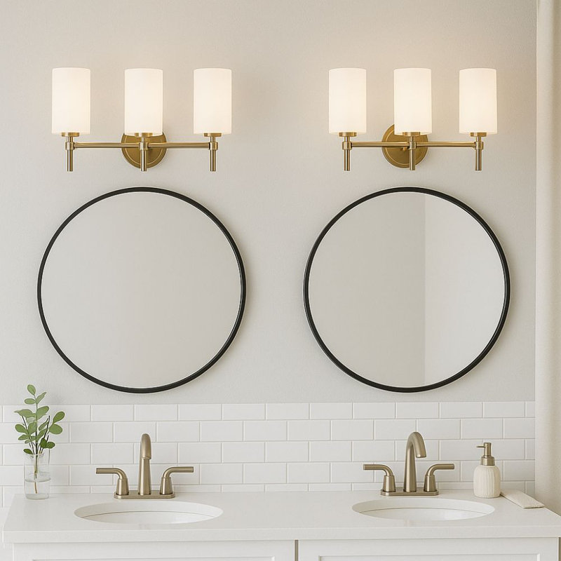 Wexton 3-Light 5.44” Wide Vanity Light, Plated Gold, Opal White