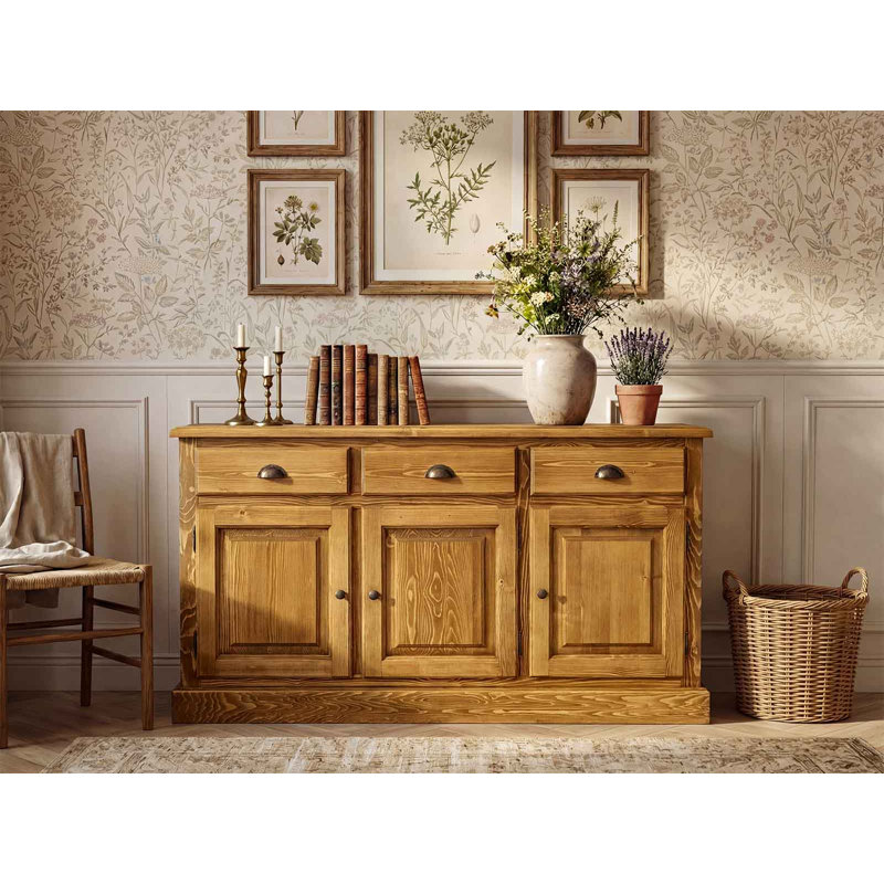 Hailley Solid Spruce Wood Sideboard