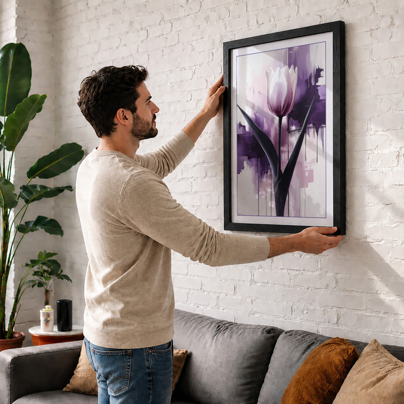 Ethereal Tulip Botanical - Framed Print, A4 - 29.7 x 21.0 cm, White