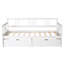 Lit de jour simple blanc avec deux tiroirs - Construit en bois massif pour un lit stable avec des options de rangement pour économiser de l'espace et un look élégant-1162530344