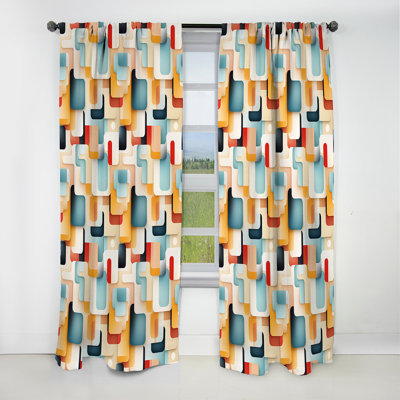 Urban Serenity - Abstract Geometric Curtain - Blackout Geometric Shapes Curtain - 1 Panels