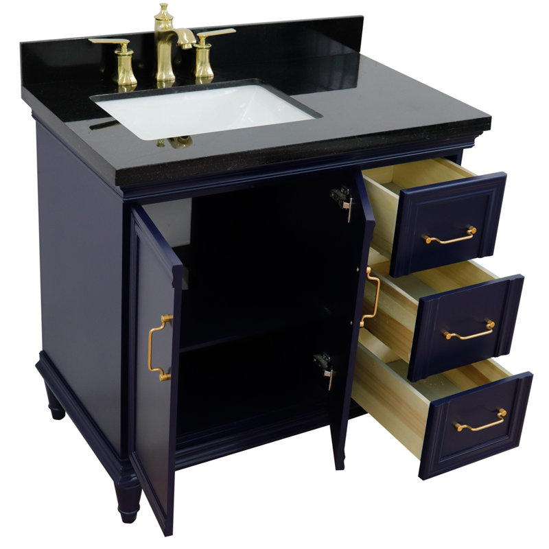 Ensemble de meuble-lavabo simple 37 po Lindaro, Bleu
