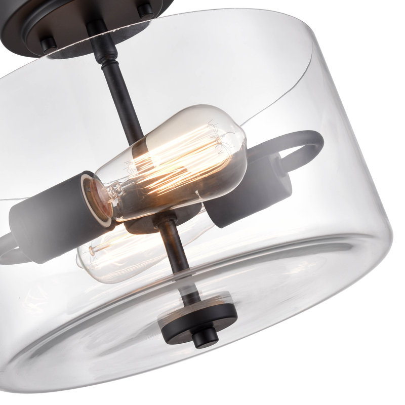 Plafonnier semi-encastré 11 po 2 lumières Verllana, Noir mat