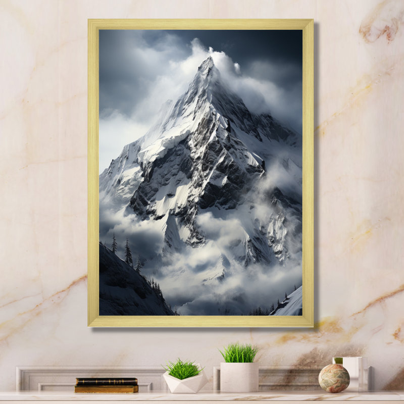 Ayano, Alaska, Misty Mountain Peak, H 32 po x l 16 po x P 1 po, Encadrement doré