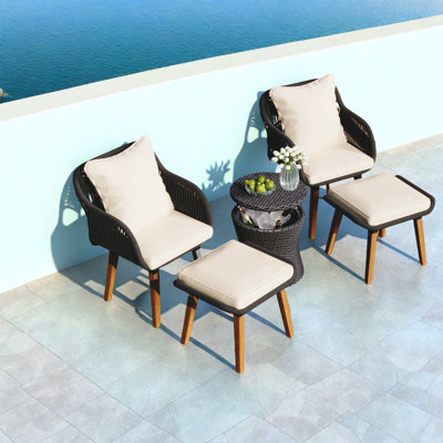 Durable Patio Dining Sets, Contemporary Rope And Steel Design, Perfect For Outdoor Entertaining
