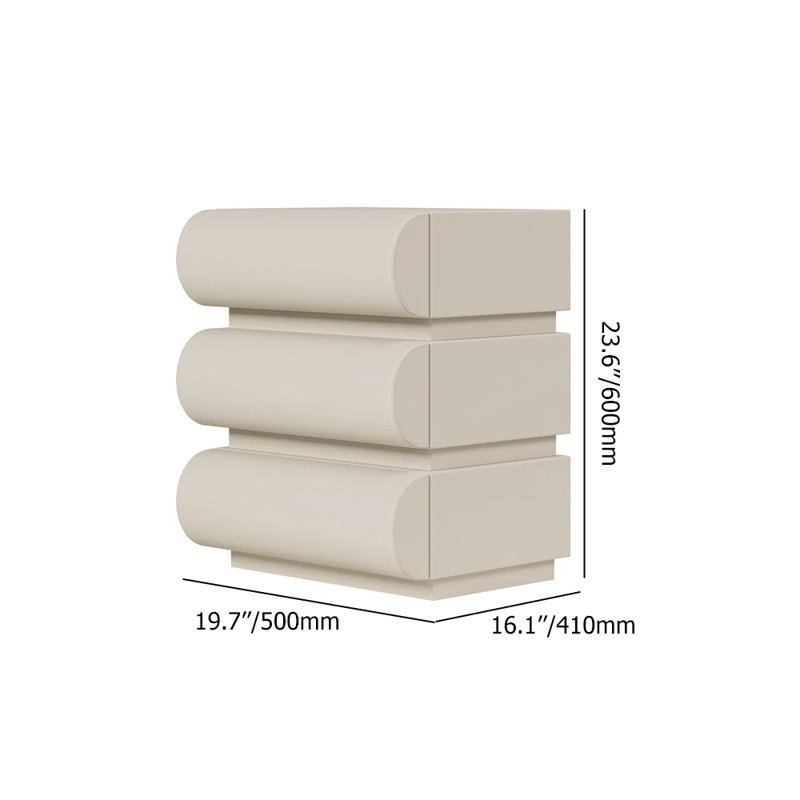 Modern White Leather Smart Nightstand with Wireless Charger and Drawers