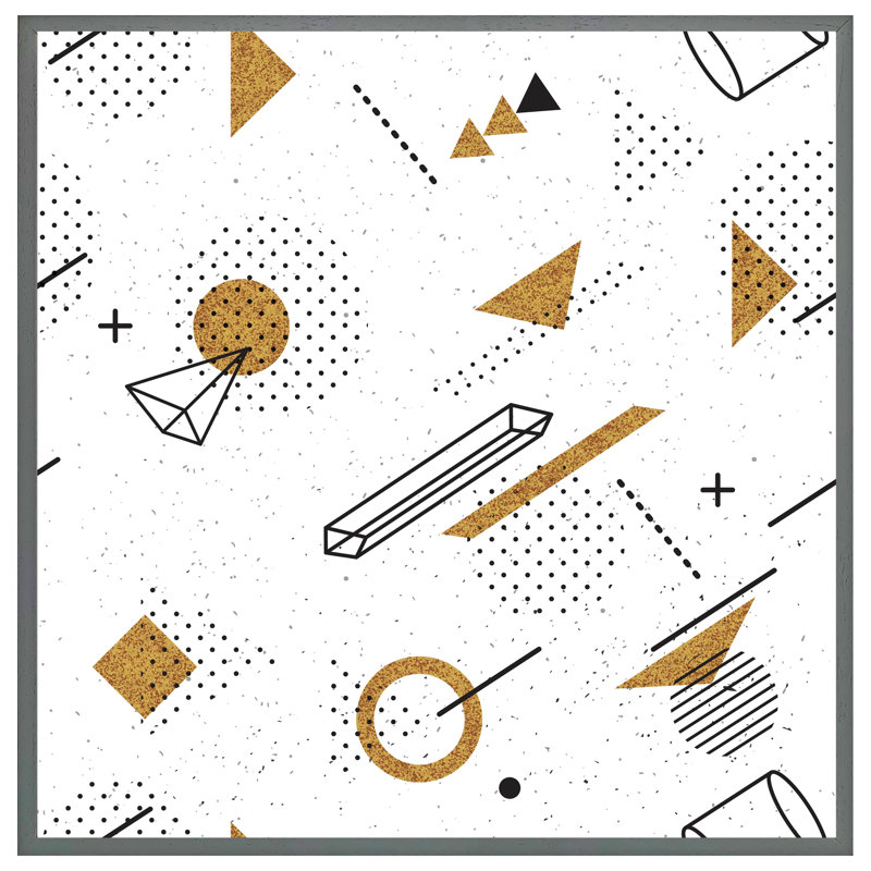 Ryo Trendy Geometric Elements 1 Piece Single Picture Frame Wall Art, 31cm H x 31cm W x 4cm D, Grey Framed