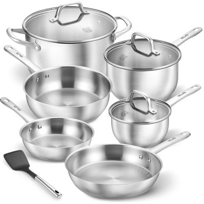 Cs Kochsysteme 10 Piece Stainless Steel Pots And Pans Set, Stainless Steel Cookware Set For Professional Cooking, Kitchen Cookware Sets, Induction Com