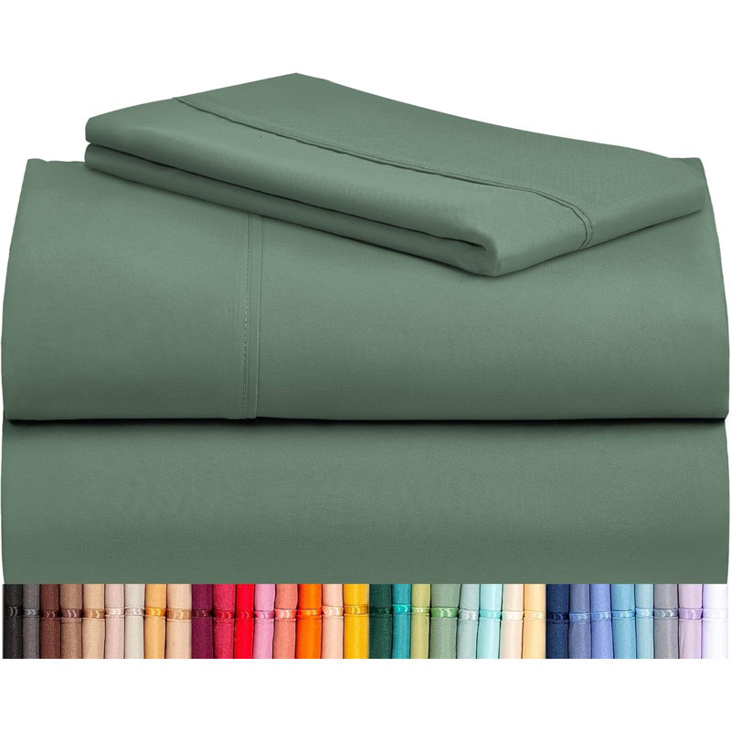 Luxclub 4 PC Aqua Silky Soft Cooling Deep Pocket Performance Sheet Set, King Sheet Set with 2 Pillowcases, Tree Moss