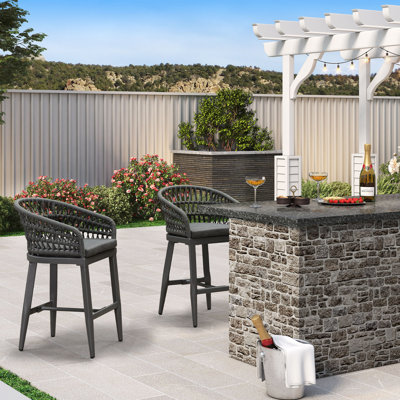 Alexamarie 24" Patio Bar Stool with Cushion